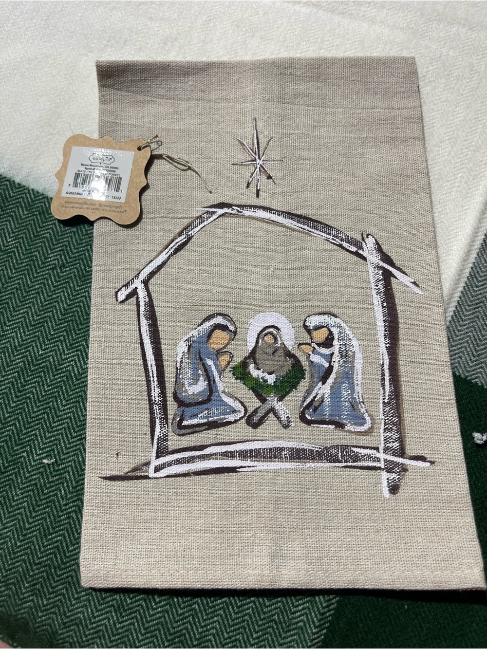 Mud Pie Nativity Painted Linen Hand Towel